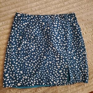 Blue and White Patterned Mini Skirt